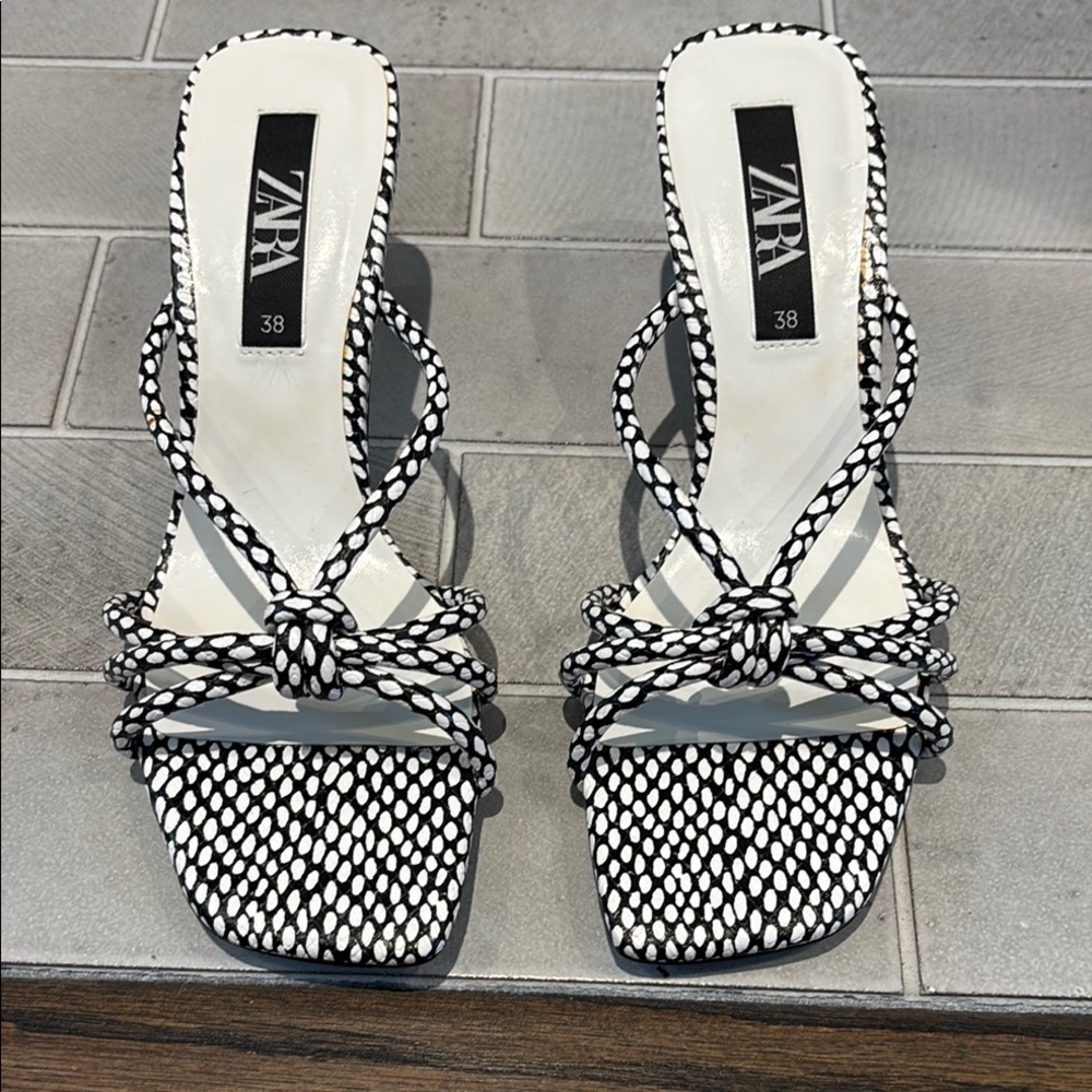Zara Polka Dot Strappy Heels Size 38